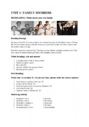 English Worksheet: family members