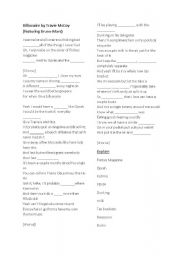 English Worksheet: Billionaire song lyrics