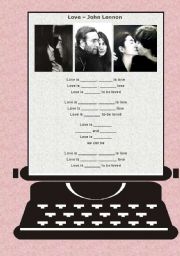 English Worksheet: Love - Lennon (for valentines day)