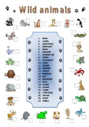 English Worksheet: WILD ANIMALS MATCHING