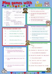 English Worksheet: PLAY GAMES WITH LIKE 