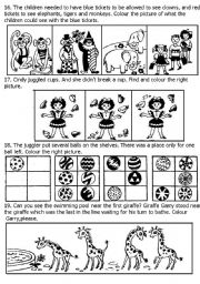 English Worksheet: read think and colour activity - 4