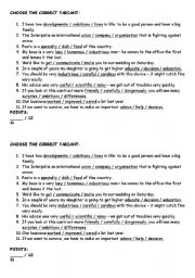 English worksheet: Choose the word test