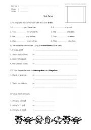 English Worksheet: Test: To be 