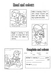 English Worksheet: Colour the clothes