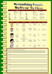 English Worksheet: TO BE / TO HAVE. PHYSICAL DESCRIPTION.