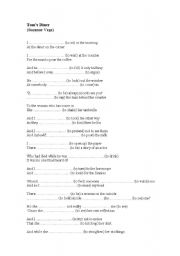 English worksheet: Gerund / Present Continuous / Present Simple --> Toms Diner