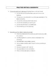 English worksheet: How to write a biography