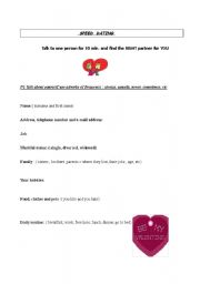 English worksheet: Speed dating for adult learners 