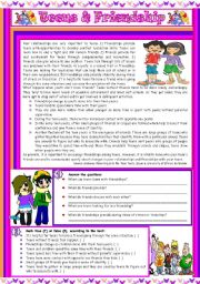 English Worksheet: Teens & Friendship  Reading comprehension + grammar (connectors) - [4 tasks] KEYS INCLUDED ((3 pages)) ***editable