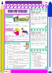 Who or whose?  explanation, examples and exercises [4 tasks] KEYS INCLUDED ((2 pages)) ***editable