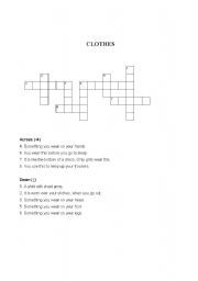 English worksheet: A puzzle about clothes