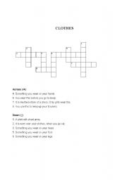 English Worksheet: A puzzle about clothes