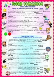 English Worksheet: WORD FORMATION: NOUNS FROM VERBS / NOUNS FROM ADJECTIVES