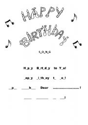 English Worksheet: Happy Birthday Song
