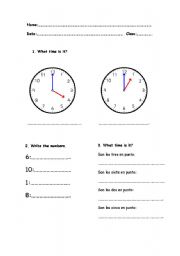 English worksheet: time exam