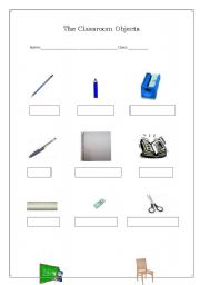 English worksheet: The Classroom Objects