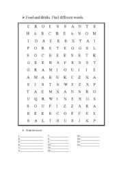 English worksheet: word search