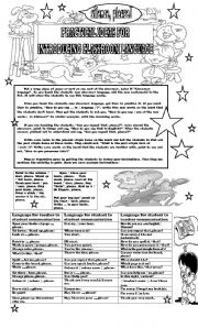 English Worksheet: PRACTICAL IDEAS FOR INTRODUCING CLASSROOM LANGUAGE