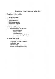 English Worksheet: warm up plan