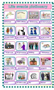 English Worksheet: Life events pictionary (05.01.2011)