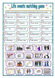 English Worksheet: Life events matching game (05.01.2011)