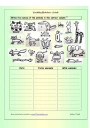 English Worksheet: animal