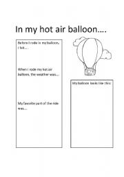 English worksheet: Designing a hot air balloon