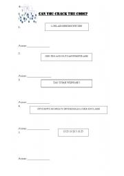 English worksheet: Can you Crack the Code?