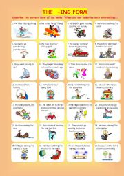 English Worksheet: THE -ING FORM -EDITABLE-