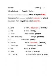 English worksheet: simple present and simple past