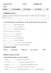 English worksheet: December exam for  ESA