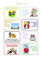 English Worksheet: discussion cards with topic friends and friendship