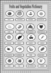 English Worksheet: FRUITS AND VEGETABLES PICTIONARY