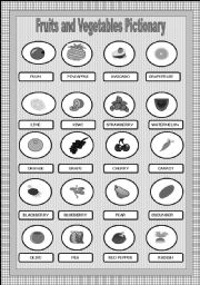 FRUITS AND VEGETABLES PICTIONARY