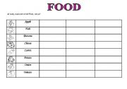 English worksheet: Food