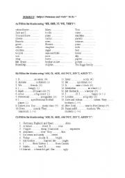 English Worksheet: Subject Pronouns and the verb to be