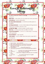 English Worksheet: Love & Relationship Idioms