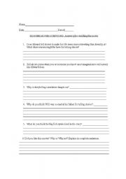 English worksheet: BIG FISH post  movie questions