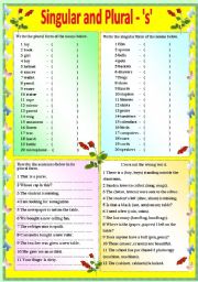 English Worksheet: SINGULAR AND PLURAL -