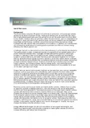 English Worksheet: Cars of the future