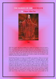 English Worksheet: THE RED DEATH - Edgar Alan Poe - extensive reading