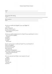 English Worksheet: Business English Needs Analysis