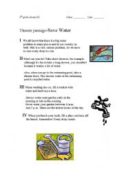 English Worksheet: Save Water