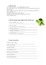 English Worksheet: reading comprehension