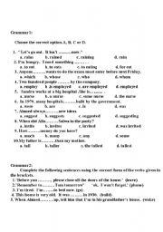 English worksheet: grammar tasks