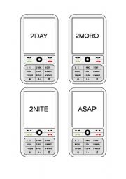 English Worksheet: Cell Phone Texts (1/2)