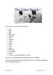 English Worksheet: Worksheets for the color purple