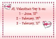 English Worksheet: Quiz - Valentines Day