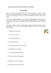 English worksheet: reading  about Simple past elementery level